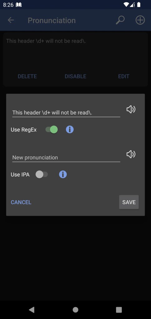 Evie, the eVoice book reader app screenshot
