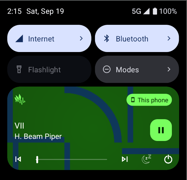 The system media style notification available on newer Android versions.